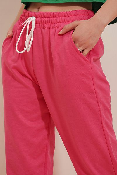 VAGGON Women's Fuchsia Basic Sweatpants with Elastic Waist and Legs Prmx5902