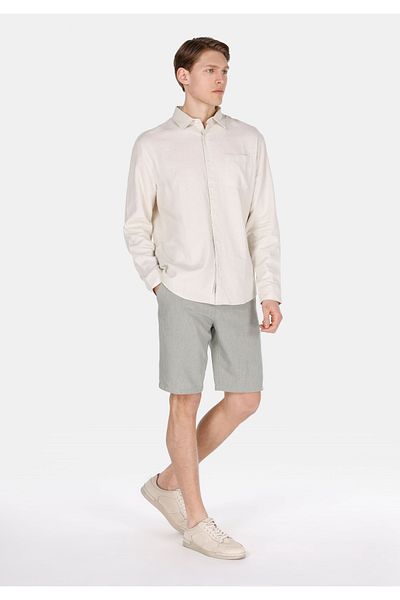 Colin's Regular Fit Mid Waist Plain Men's Linen Blend Green Shorts