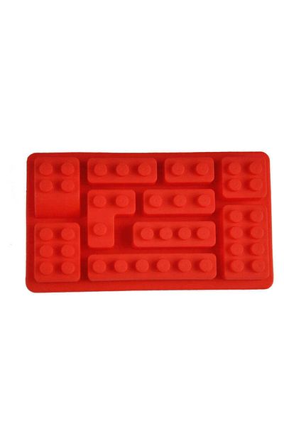 zola Silicone mold for homemade chocolate, LEGO cube pattern, red, 14.5x8 cm