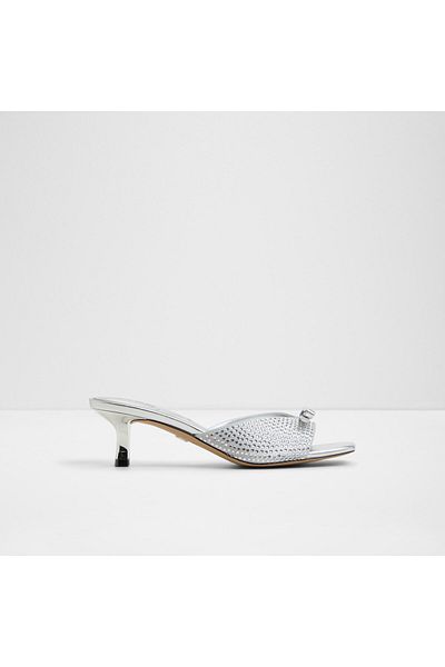 Aldo Belerose - Women's Textile Silver Thin Heeled Slippers