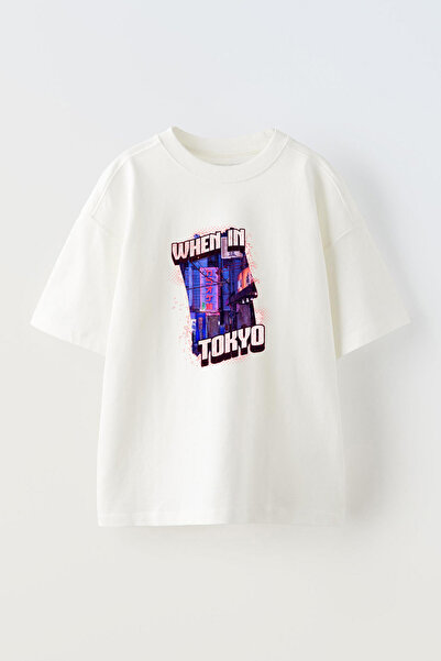 Anetos Όταν είστε στο Τόκιο, φορέστε μπλουζάκια από βαμβάκι με τύπωμα Λευκό o...
