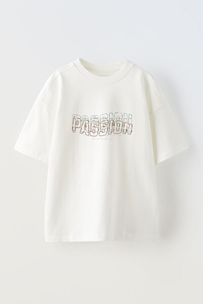 Anetos Tricou oversize alb din bumbac cu imprimeu Passion Is The Source