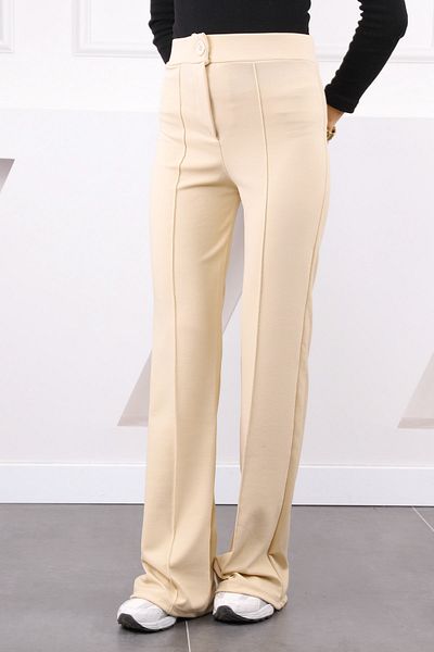 İmajButik Παντελόνι Beige Grass Lycra Flare Leg