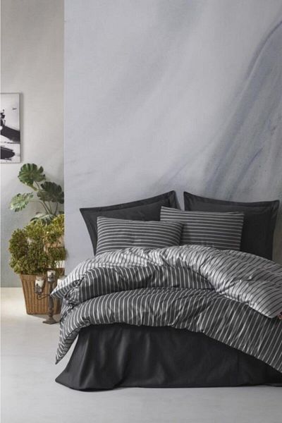 Cotton Box Anthracite Bamboo Double Duvet Cover Set