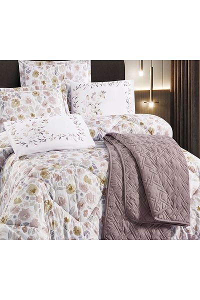 Q LAND Balqis Bedspread: 2 double summer comforters, 7-piece set, patterned