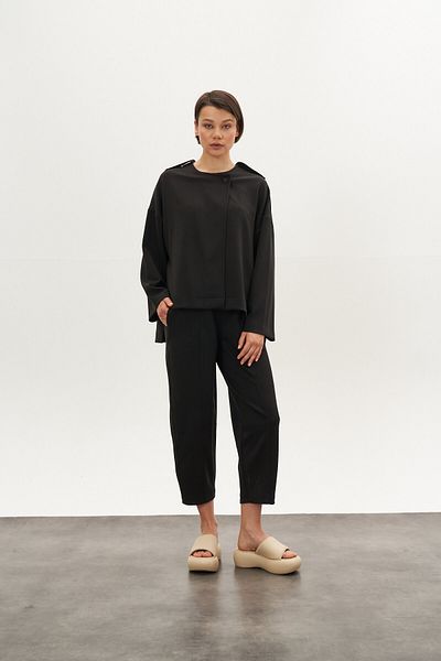 Mevra Front Stitched Modal Trousers Black