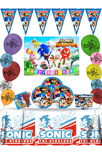 Sonic Σετ στολιδιών για πάρτι γενεθλίων για 8 άτομα με πανό Boom Hedgehog
