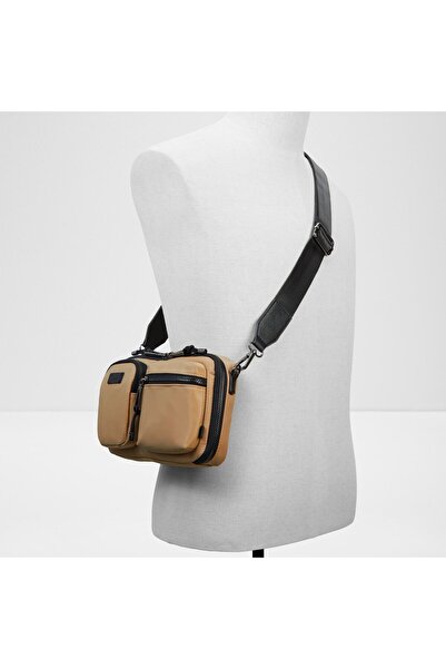Aldo Rherif - Men's Textile Beige Top Zipper Closure Small Size Crossbody Bag