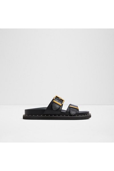 Aldo Elyna - Women's Genuine Leather Black Flat Flat Slippers