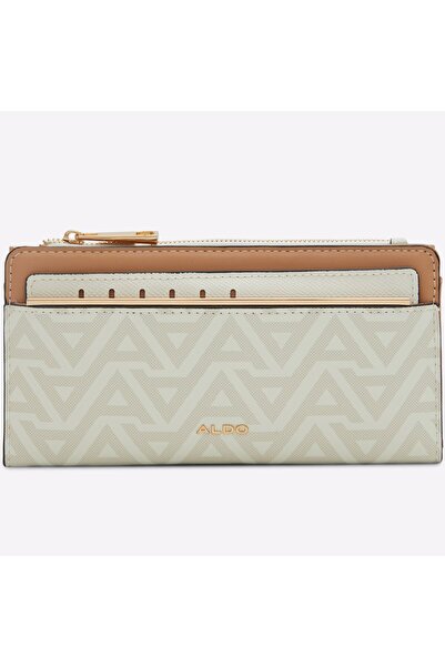 Aldo Ocoıssa - Women's Faux Leather White-Ecru Top Zipper Closure Wallet