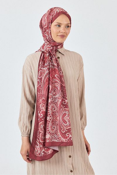 Rays Burgundy Ethnic Patterned Shawl 4005