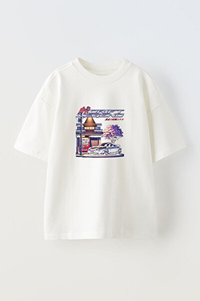 Anetos Tricou Drift Legend Front cu imprimeu Cotton White supradimensionat