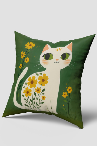 EsnafAli Κάλυμμα μαξιλαριού ριχτάρι με πορτοκαλί λουλούδια και χαριτωμένη φιγ...