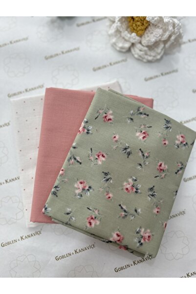 goblenkanaviçe طقم قماش قطن 50×100 سم طقم 3 قطع، قماش منقوش