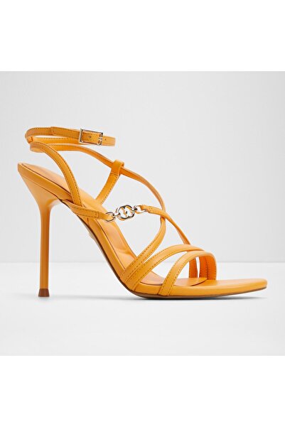 Aldo Moey - Women's Faux Leather Medium Orange Stiletto Heeled Sandals