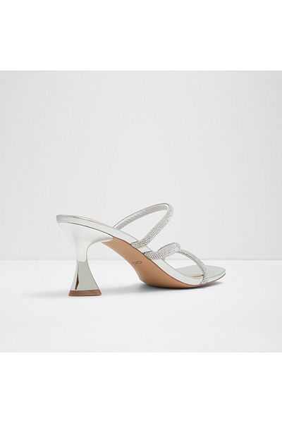 Aldo Jewella - Women's Textile Silver Small Heel Slip-On Heeled Slippers