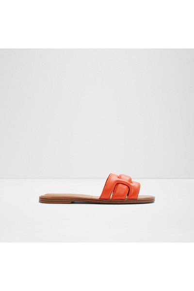 Aldo Elenaa - Women's Genuine Leather Bright Orange Flat Slippers