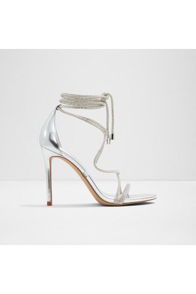 Aldo MARLY - Rochie de seară pentru damă argintie Sandale cu toc