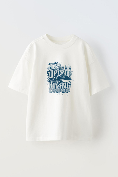 Anetos Tricou Sea Spirit Diving Pre cu imprimeu Cotton White supradimensionat
