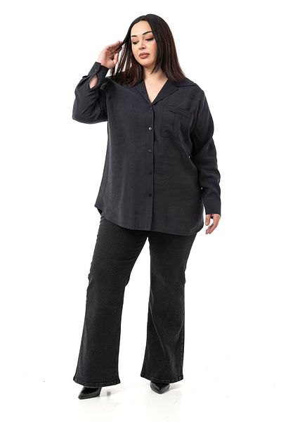 DISENTIS MODEST Black Shirt with One Pocket on the Chest in Large Size