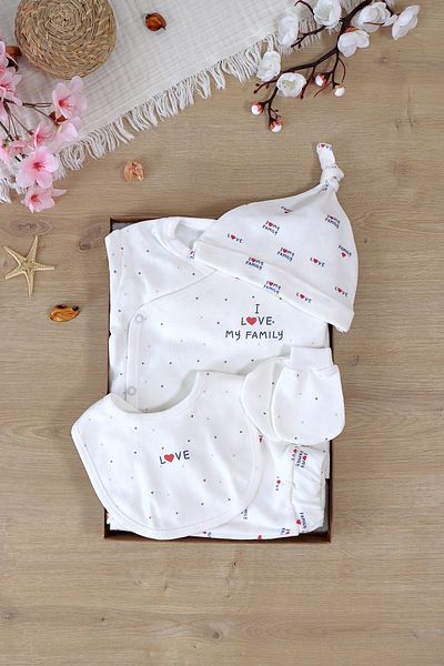 Sitilin Baby Boy Natural Cotton Fabric 5 Li Love Hospital Output Set Stl7006