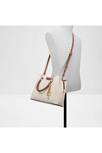 Aldo Lothycan - Women's Faux Leather Ecru Multi Magnetic Closure Large Size Bag