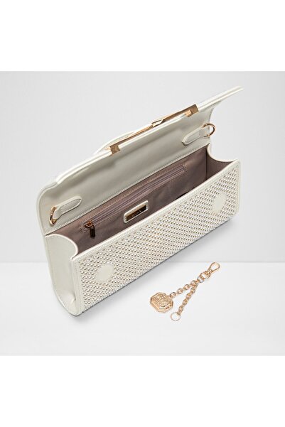 Aldo Novıe - Geantă de mână clutch de mărime medie pentru femei, din piele artificială, cu capac alb