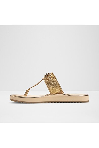 Aldo Lajolla - Γυναικείες φλατ παντόφλες από συνθετικό δέρμα χρυσό