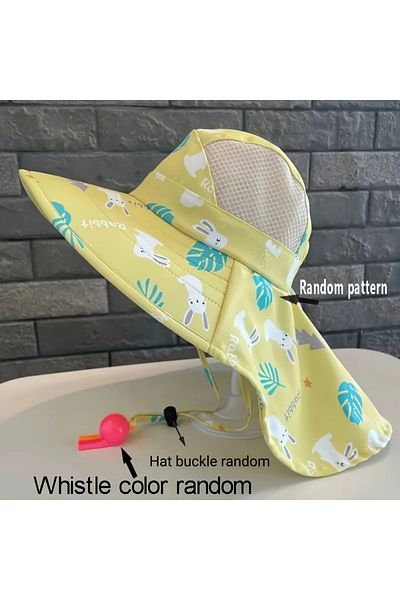 GlassySKY Breathable Children's Big Brim with Whistle Gift (3-11 Years) Sun Protection Hat, Summer Beach Vacation