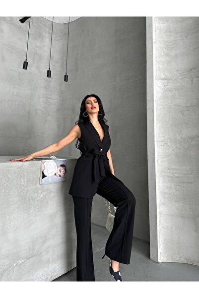 ZF BUTİK Costum cu vestă și pantaloni cu curea