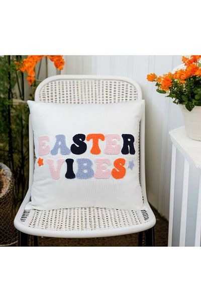 ASDİVA Punch Embroidered Easter Themed Decorative Throw Pillow Cover 45X45