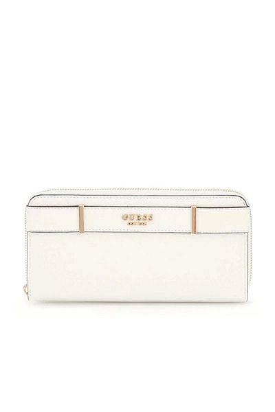Guess ANADELA SLG محفظة نسائية بيضاء كبيرة بسحاب حولها SWBG9633146-WHI
