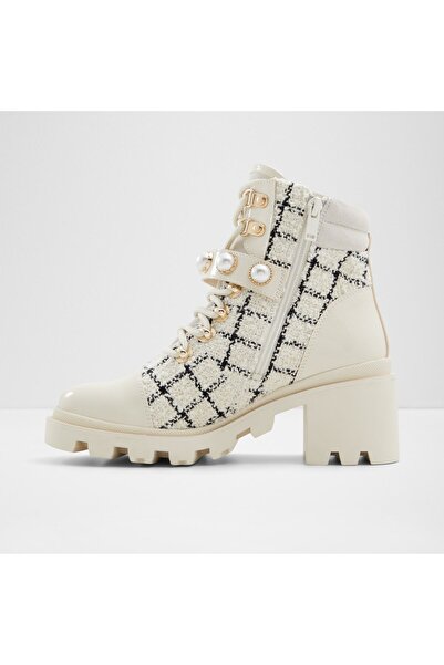 Aldo Marıette - Γυναικείες ψηλοτάκουνες μπότες από ύφασμα & τεχνητό δέρμα εκρού