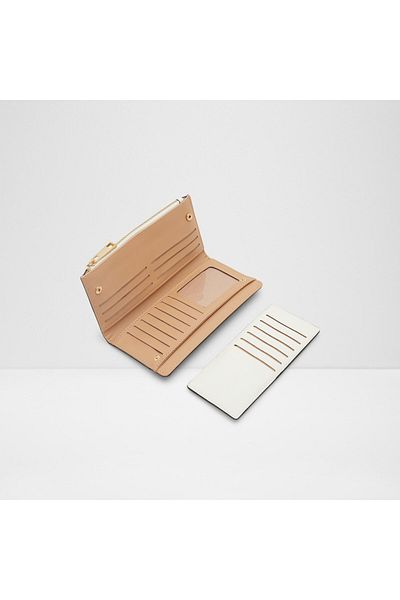 Aldo Ocoıssa - Women's Faux Leather White-Ecru Top Zipper Closure Wallet
