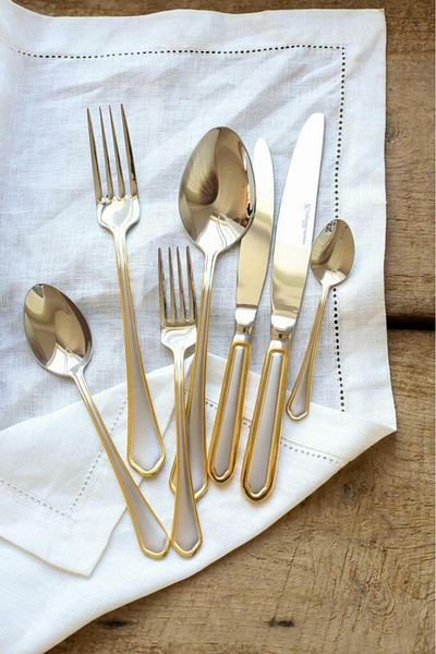 MSWISHŞEYMAÇETİN Solingen Ayasofya Satin Gold 42 Piece Cutlery Set