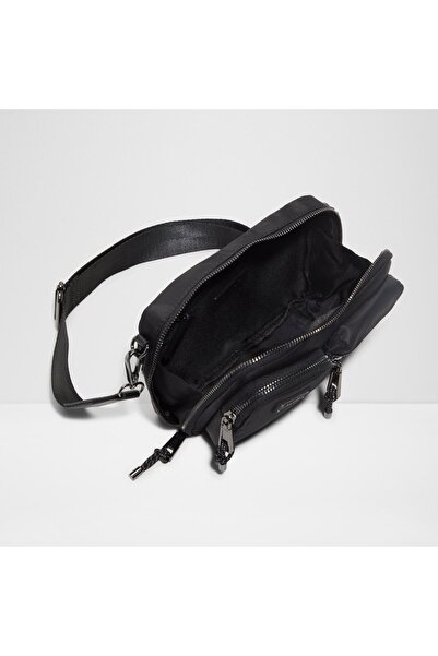 Aldo Rherif - Men's Textile Black Top Zipper Closure Small Size Crossbody Bag