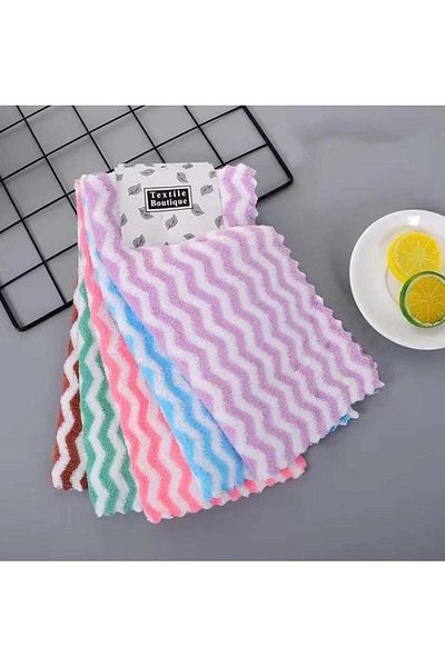 Generic Super Absorbent Microfiber Efficient Washing Dish Cleaning Kitchen Towel - 5pcs Set (RANDOM COLORS)