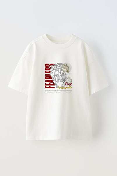 Anetos Tricou Sculpture Marble Front cu imprimeu Cotton White supradimensionat