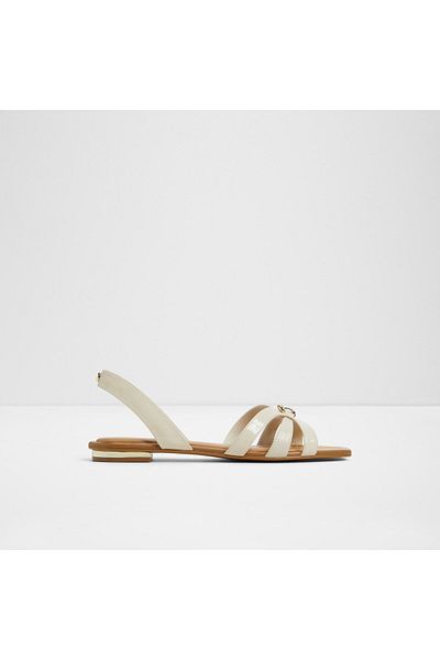 Aldo Marassıta - Women's Faux Leather Other White Laceless Flat Sandals