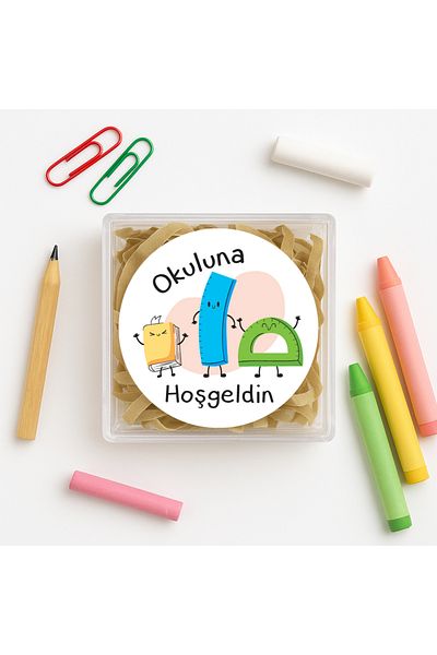 reprodesign Welcome to School Printed Label - 4 Cm, 24 Pieces, Adhesive Model: 2
