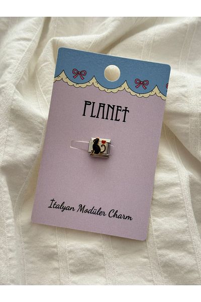 Planet Butik Italian Charm with Black Cat Card