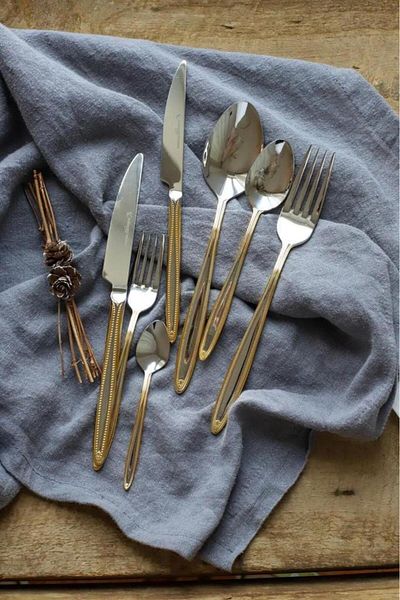 MSWISHŞEYMAÇETİN Solingen Beylerbeyi Gold 42 Piece Cutlery Set
