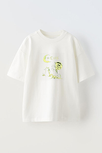 Anetos Μπλουζάκι The Cure Cat Pre με τύπωμα Cotton White oversized