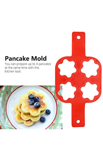 zola Silicone mold, for American pancakes, eggs or omelets, flower pattern, 16x16 cm, red