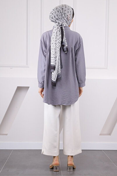 İmajButik Gray Pearl Pendant Shirt