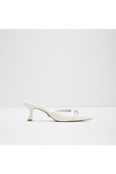 Aldo Prımavera-Genuine Leather White Women's Heeled Slippers