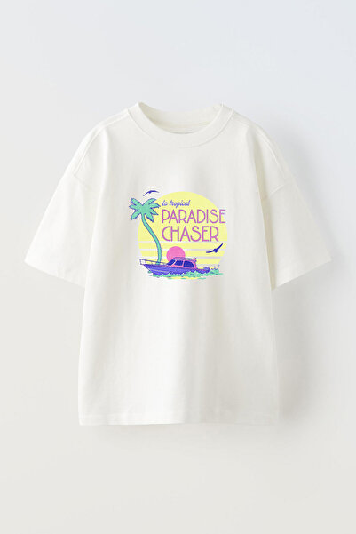 Anetos Tricou Paradise Chaser din bumbac alb cu imprimeu supradimensionat