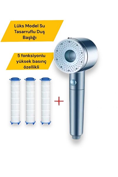 TRUVA 3 Adet Yedek Filtreli Kireç Önleyici Su Tasarrufu Sağlayan Özel Duş Baş...