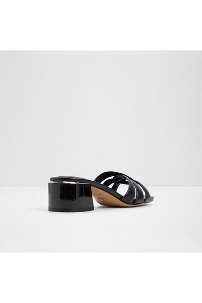 Aldo Hanne - Women's Faux Leather Black Block Heeled Slippers