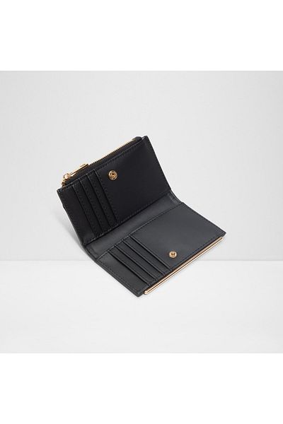 Aldo Mereclya - Women's Faux Leather Black Top Zipper Wallet